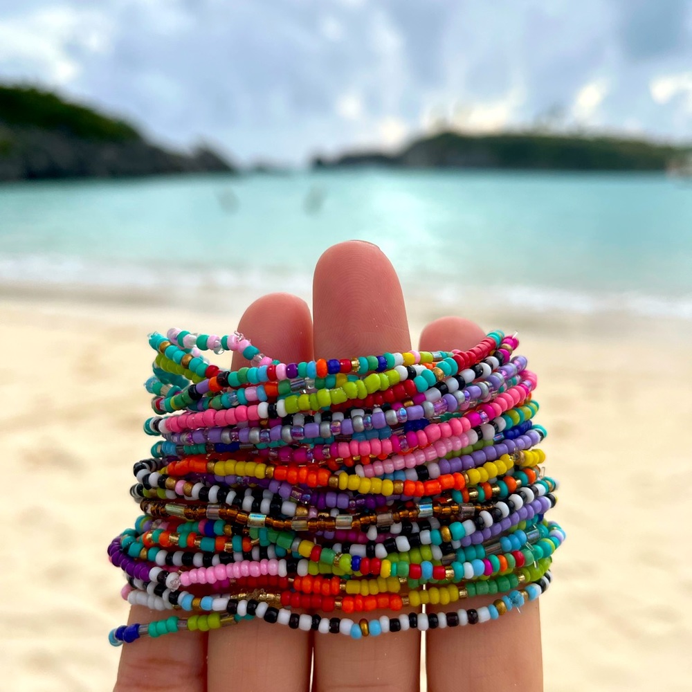 Set of 5 Colorful Beaded Stretch Bracelets | Farm Rio Preppy Vacation Stack